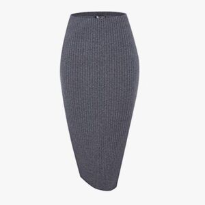 Urban CoCo High Waist Stretch Ribbed Knit Pencil Skirt Midi Side Slit Bodycon
